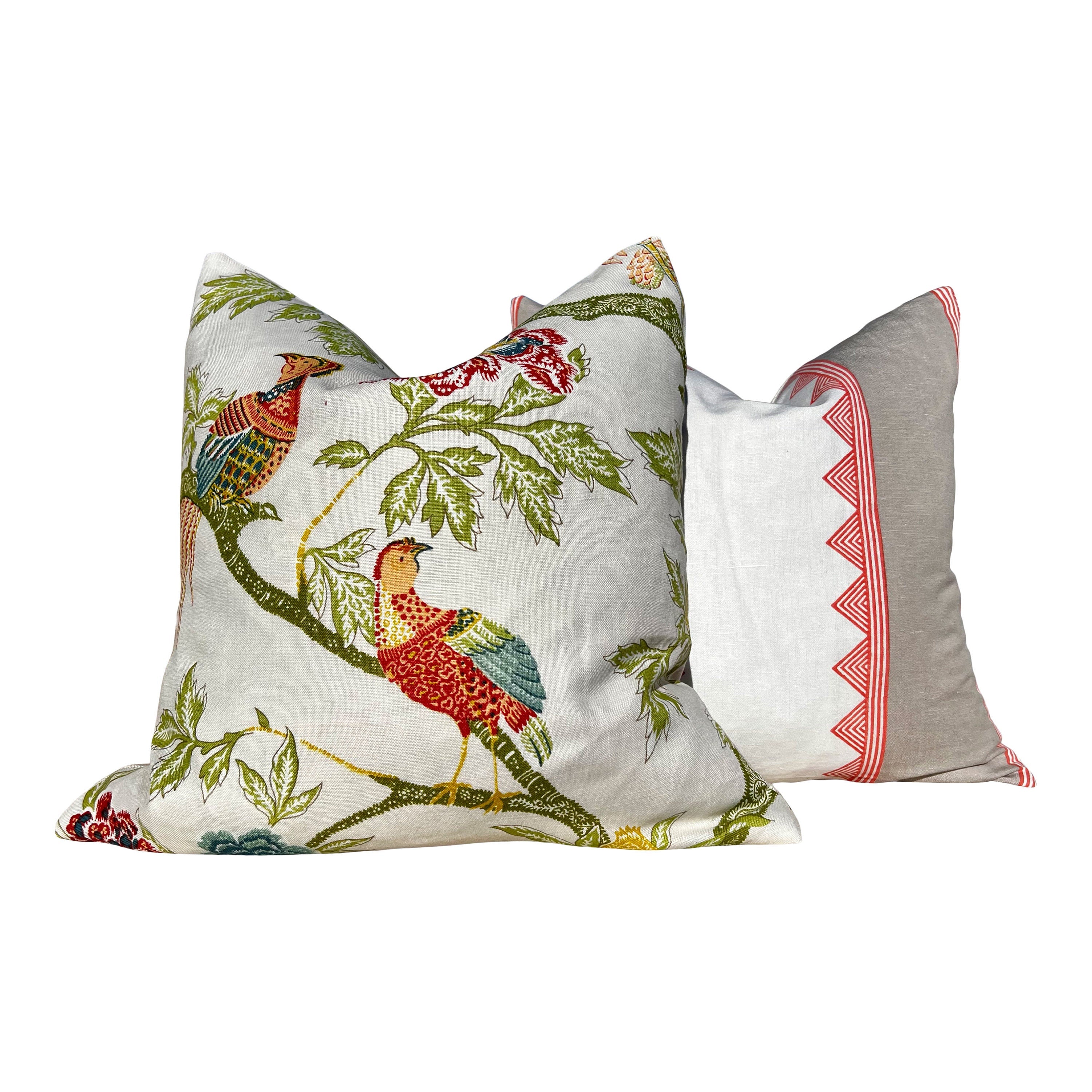 Thibaut Kismet Striped Linen Pillow in Orange and Beige. Lumbar Blue Pillow Cover, Decorative Pillow Sham, Designer Geometric Accent Pillow