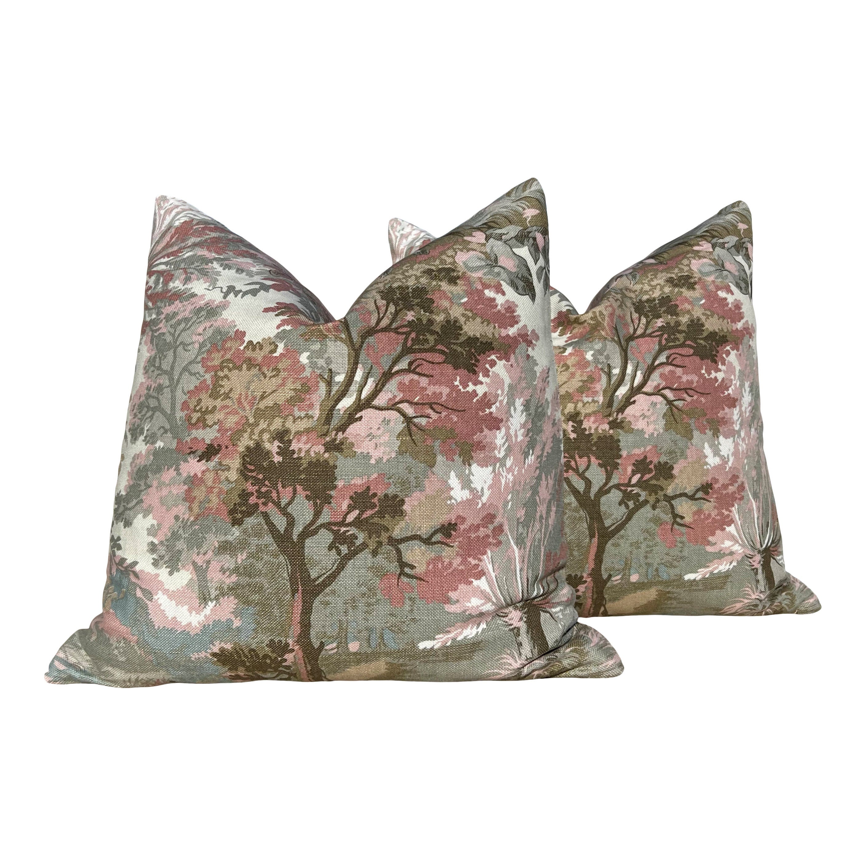Lincoln Pillow in Blush and Beige. Designer Pillows, Botanical Pillow Covers, Accent Beige and Soft Pink Pillow Case, Euro Sham Pillow Cover
