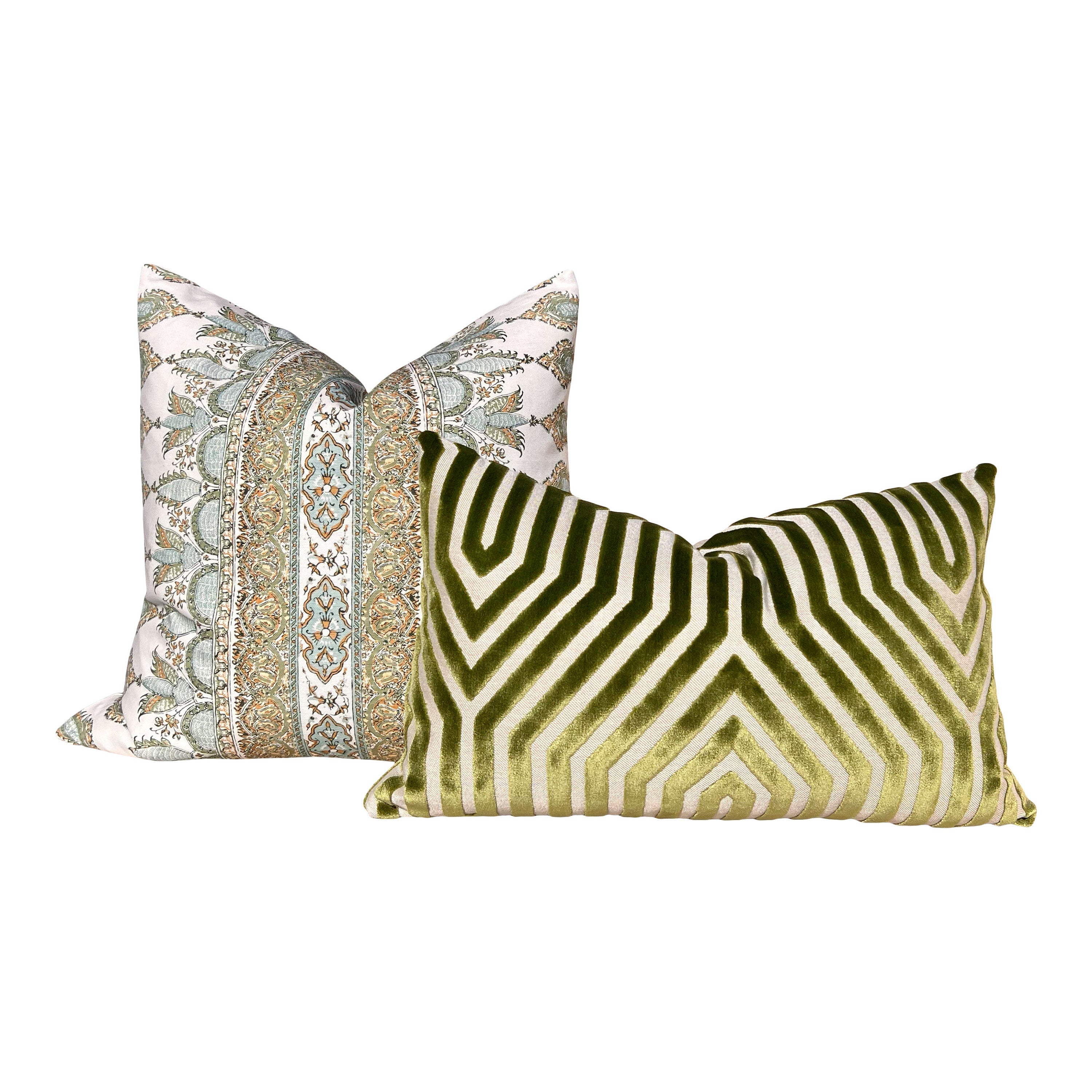 Thibaut Akola Striped Pillow Seaglass and Gold. High End Pillows, Euro Sham Cover Spa Blue, Designer Pillows, Accent Stripe Pillow in Aqua