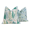 Schumacher Palette Outdoor Decorative Pillows in Seaglass, Designer Pillow Covers, Accent Aqua Blue Green Pillows,Geometric Outdoor Pillows