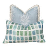 Schumacher Tendril Stripe Outdoor Decorative Pillow in Sky Blue. Designer Pillow Covers, Accent LIght Blue Cushion Cover, Outdoor Deck Decor
