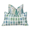 Schumacher Palette Outdoor Decorative Pillows in Seaglass, Designer Pillow Covers, Accent Aqua Blue Green Pillows,Geometric Outdoor Pillows