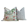 Schumacher Yangtze River Pillow in Aqua. Designer Fabric Pillow Cover, High End Accent Pillow Aquamarine, Designer Chinoiserie Cushion Cover