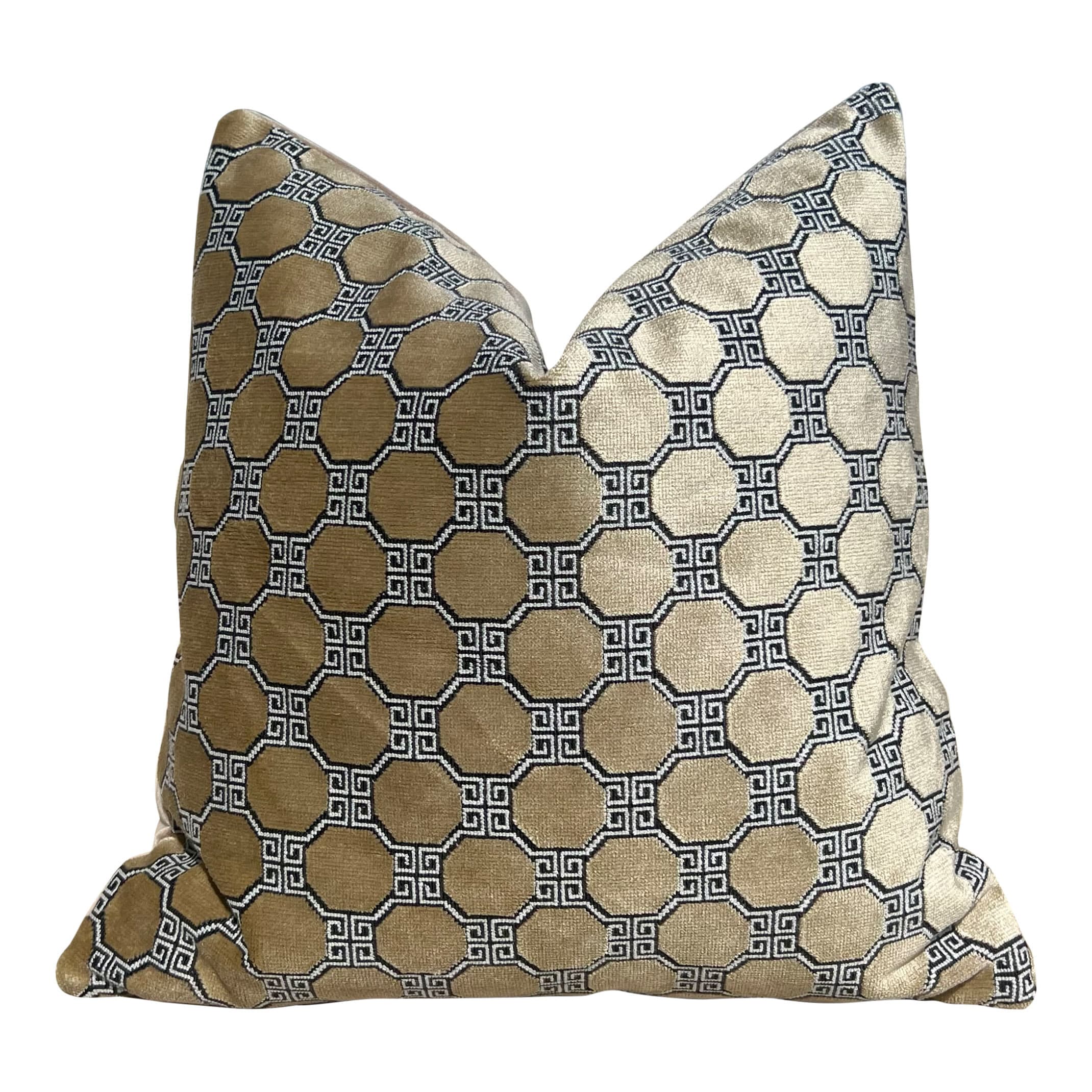 Schumacher Octavia Velvet Pillow in Gold. Designer Velvet Luxury Pillow, Accent Geometric Cushion Covers, High End Contemporary Pillows,