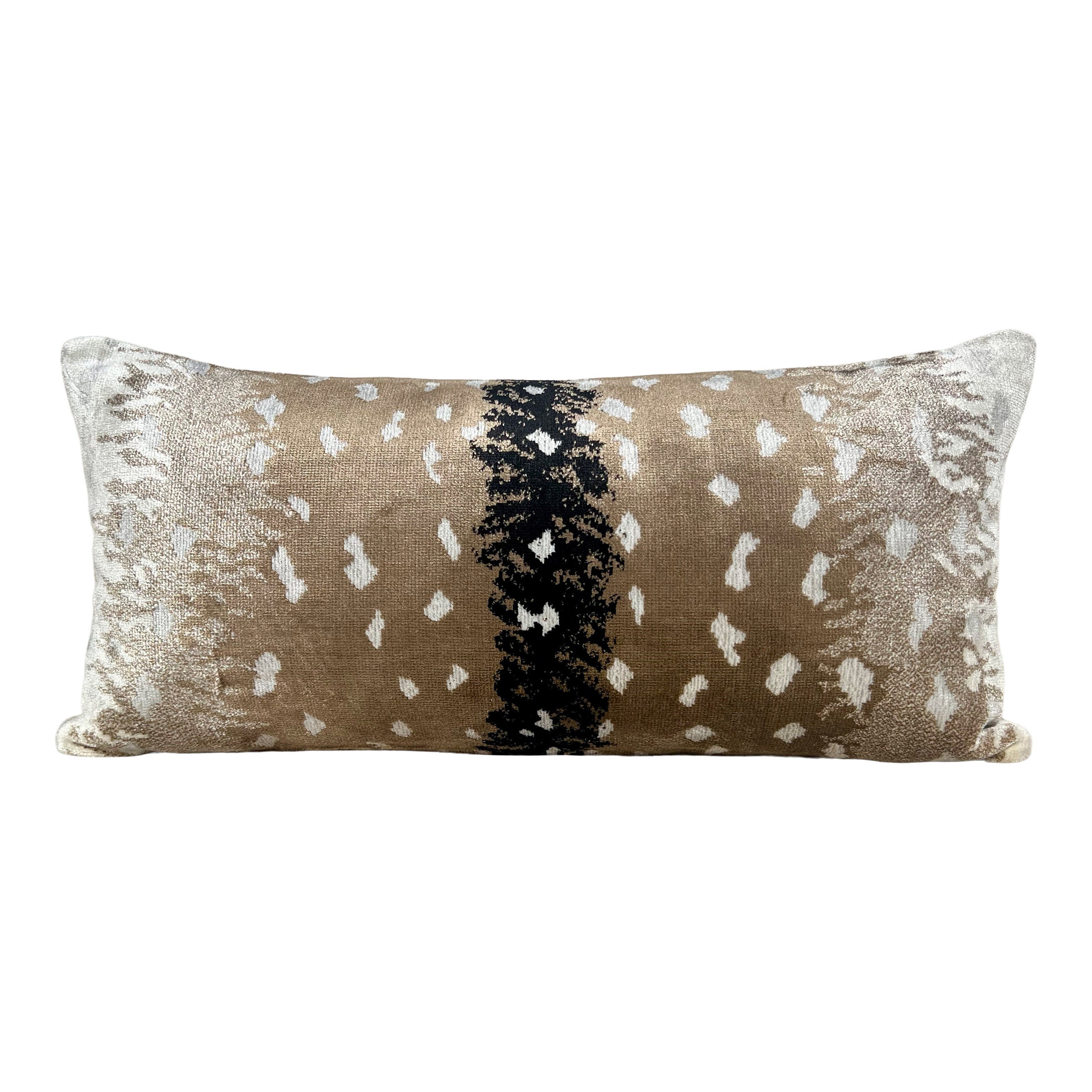 Antelope Velvet Pillow In Gold. Luxury Velvet Pillow Beige, Black, Decorative Accent Cushion Covers Tan, Designer High End Pillow Covers