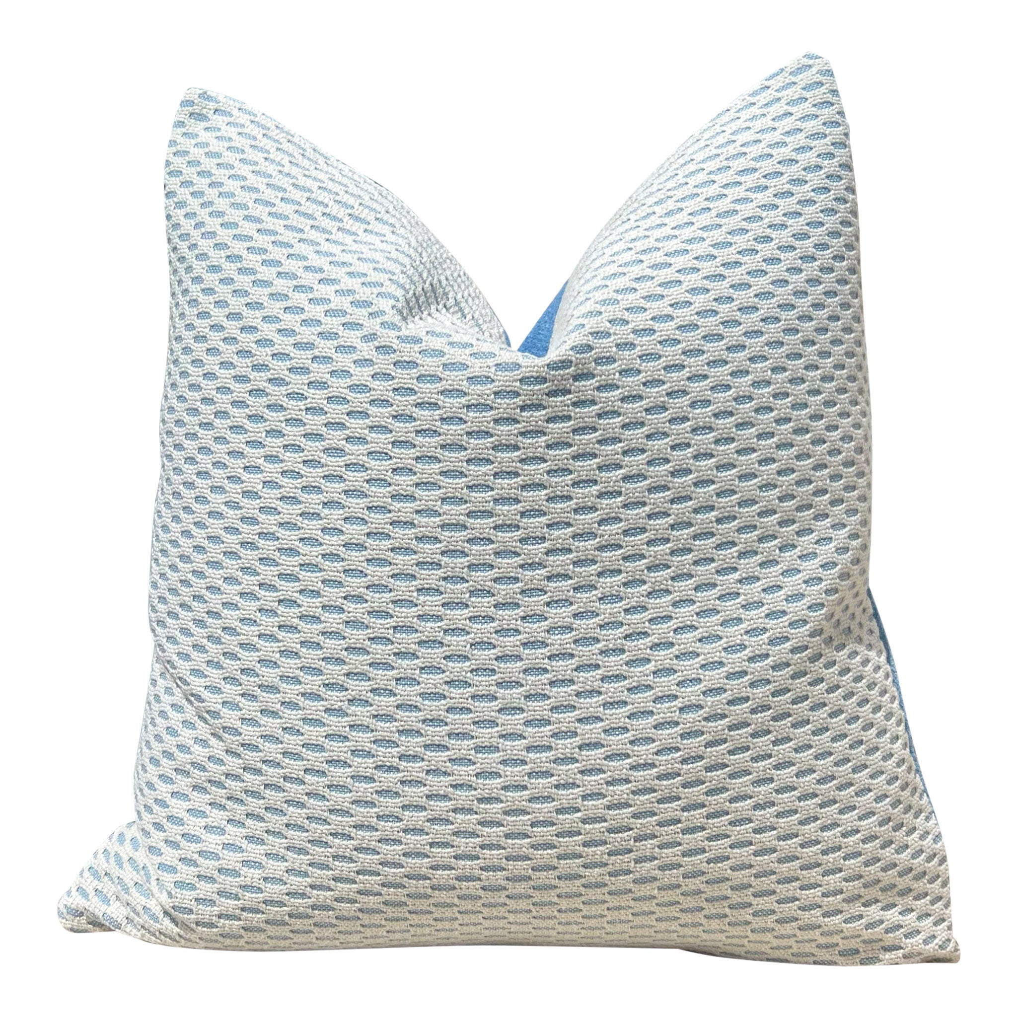 Designer Inside Out Outdoor Pillow Light Blue. Performance Pillow Covers, Accent Sky Blue Pillows, Small Scale Geometric Outdoor Pillows