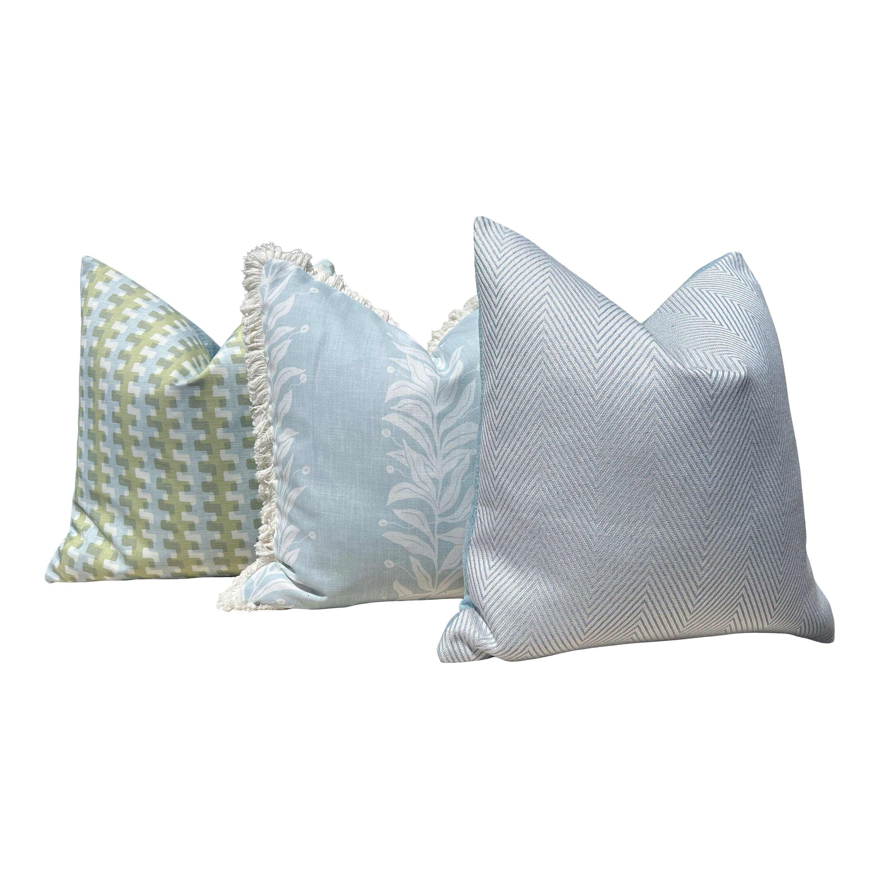 Old World Weavers Cortez Point Outdoor Pillow Sky Blue. Performance Pillow Cover, Accent ZigZag Light Blue Pillows, Geometric Outdoor Pillow