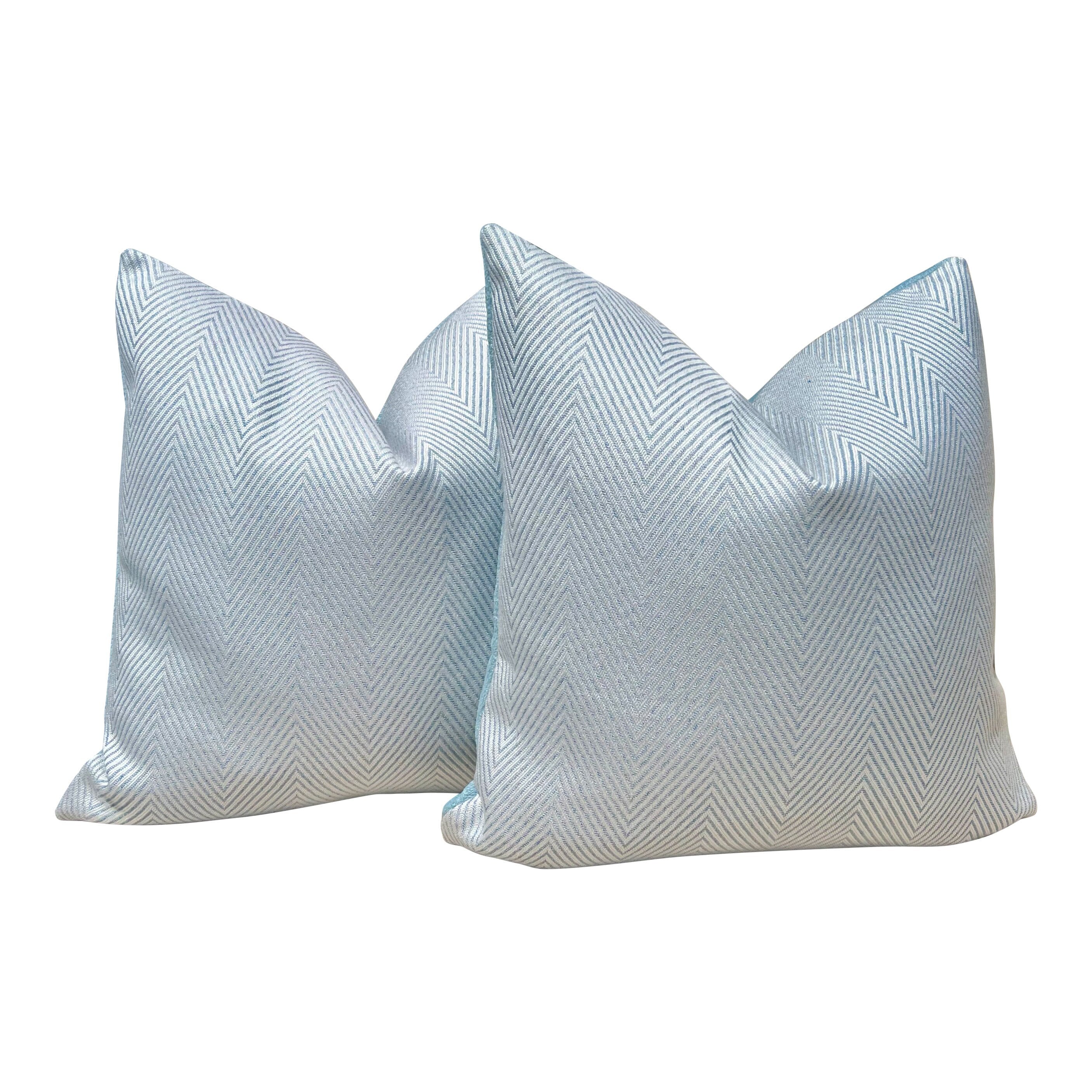 Old World Weavers Cortez Point Outdoor Pillow Sky Blue. Performance Pillow Cover, Accent ZigZag Light Blue Pillows, Geometric Outdoor Pillow