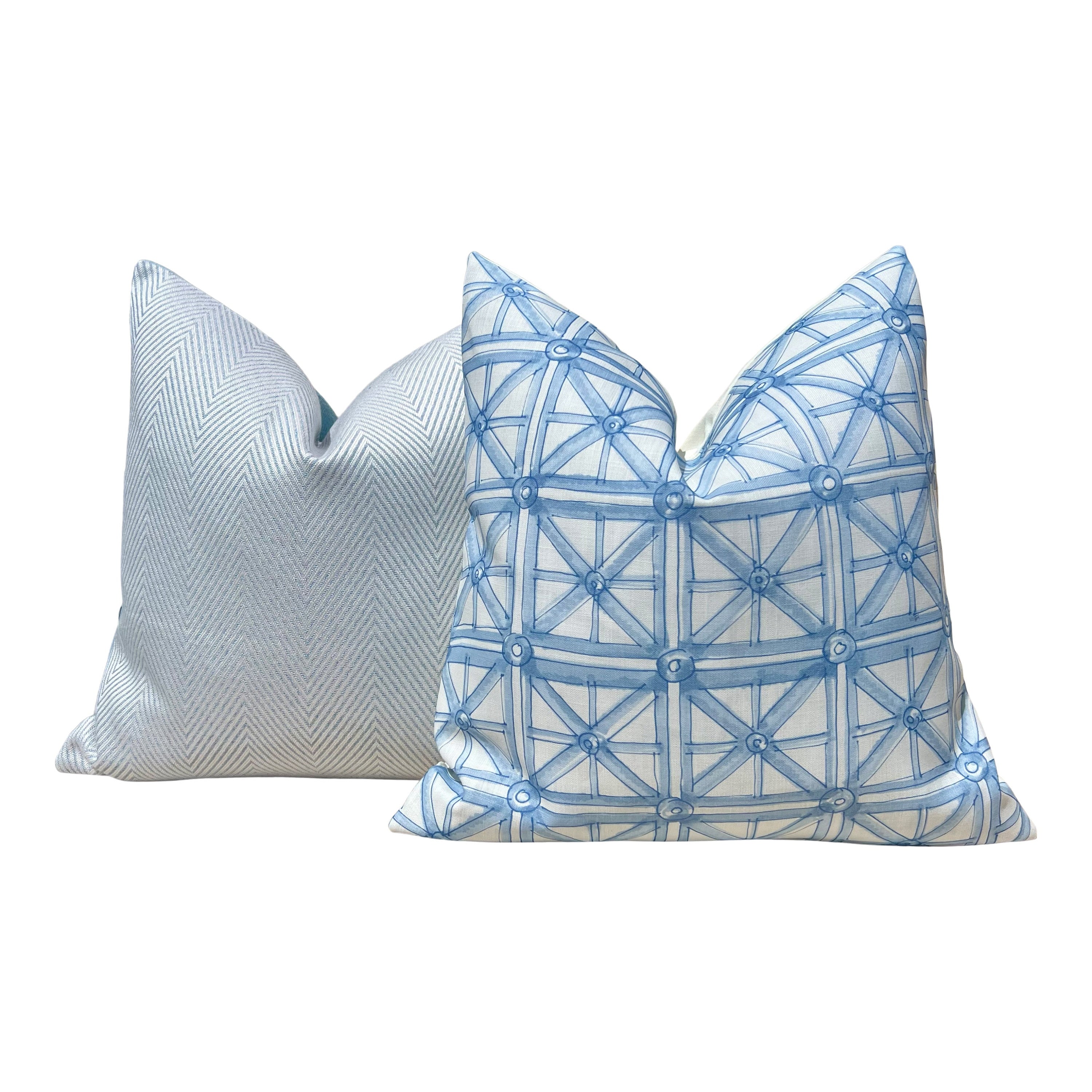 Old World Weavers Cortez Point Outdoor Pillow Sky Blue. Performance Pillow Cover, Accent ZigZag Light Blue Pillows, Geometric Outdoor Pillow