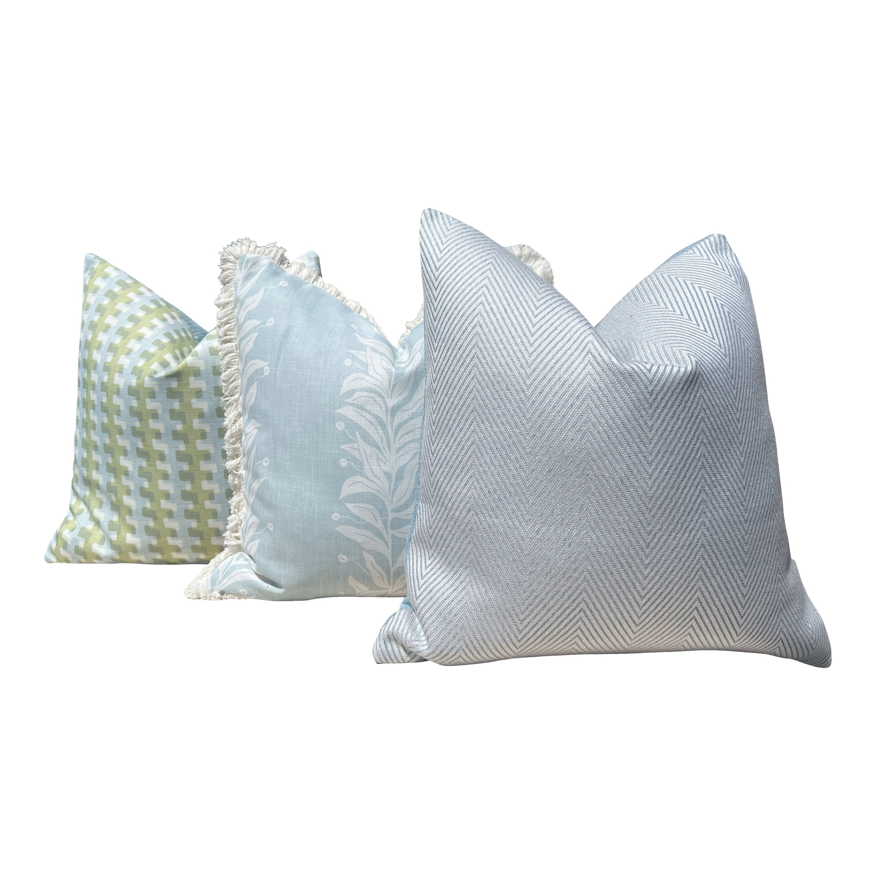Old World Weavers Cortez Point Outdoor Pillow Sky Blue. Performance Pillow Cover, Accent ZigZag Light Blue Pillows, Geometric Outdoor Pillow