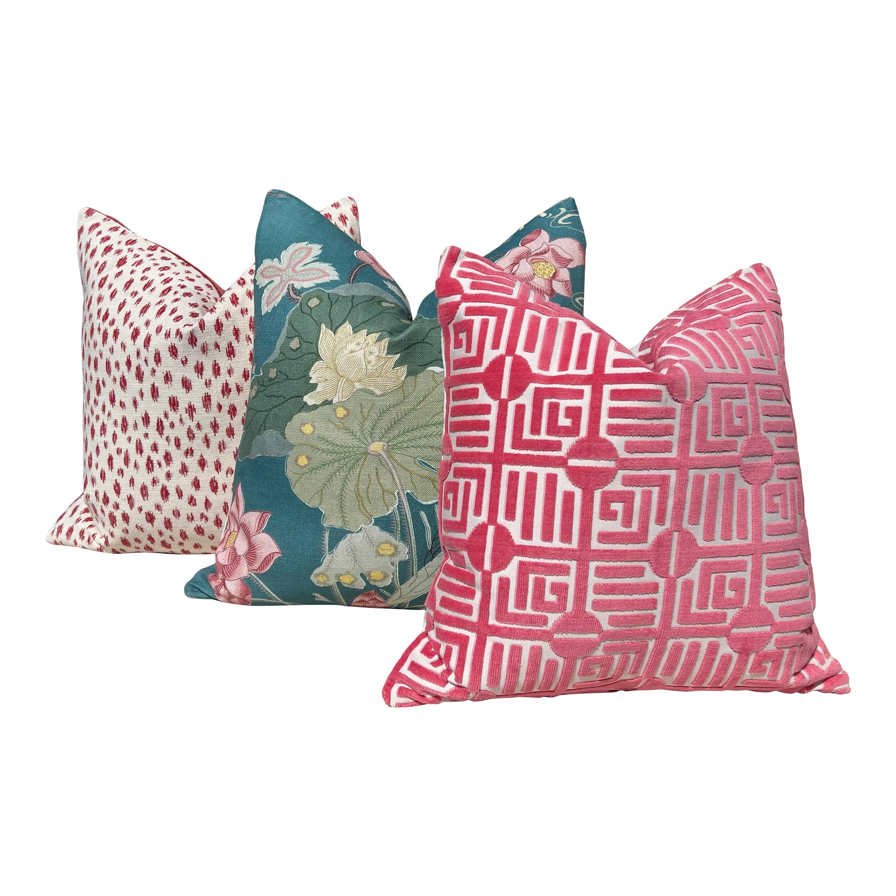 Lee Jofa Luzon Teal Pillow, Designer Exotic Bird Linen Cushion, Turquoise Green Botanical Accent Cover, Euro Sham Floral Pillows