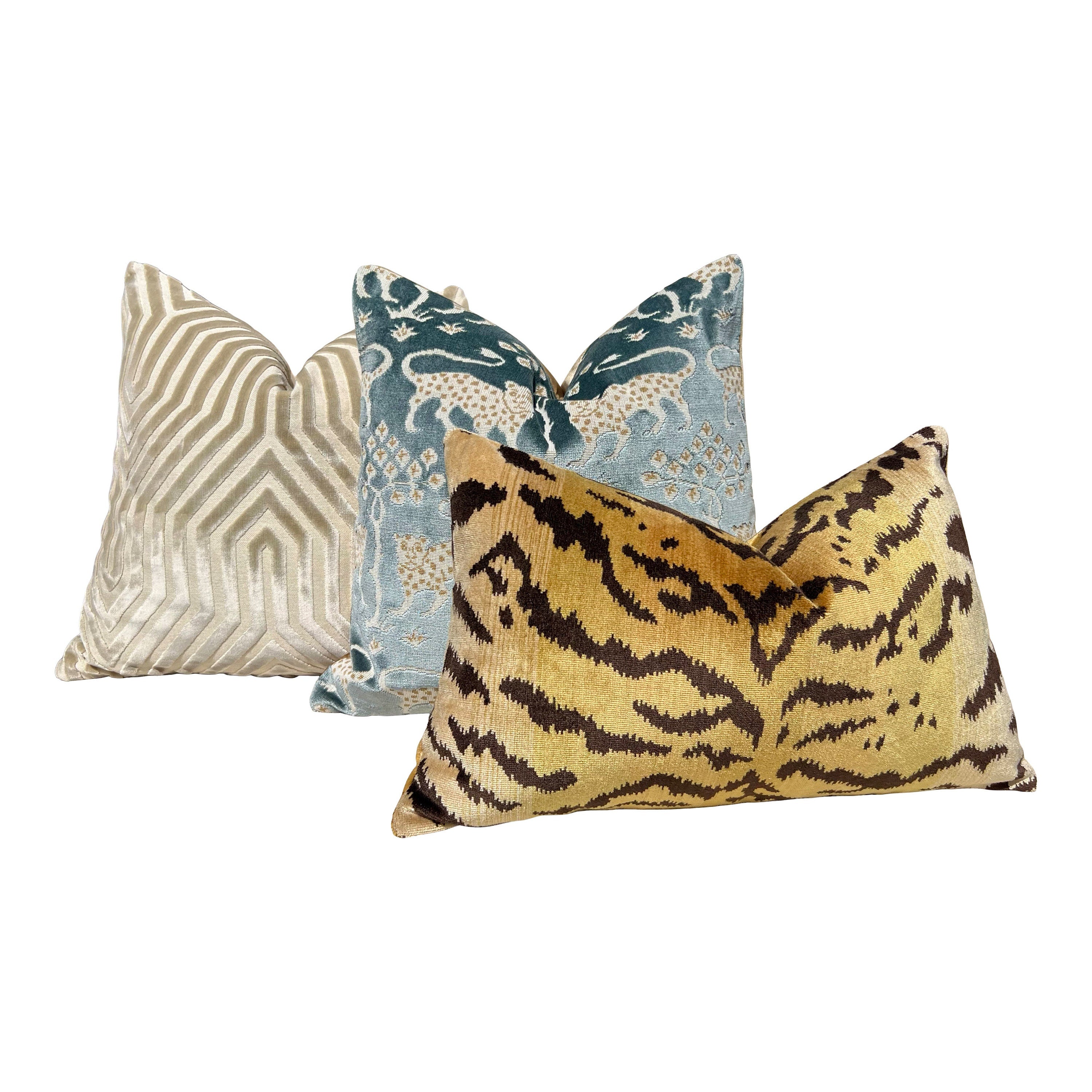 Schumacher Beige Velvet Chevron Pillow, Luxury Designer Geometric Cushion, Tan Accent Pillow, Decorative Neutral Throw Pillows