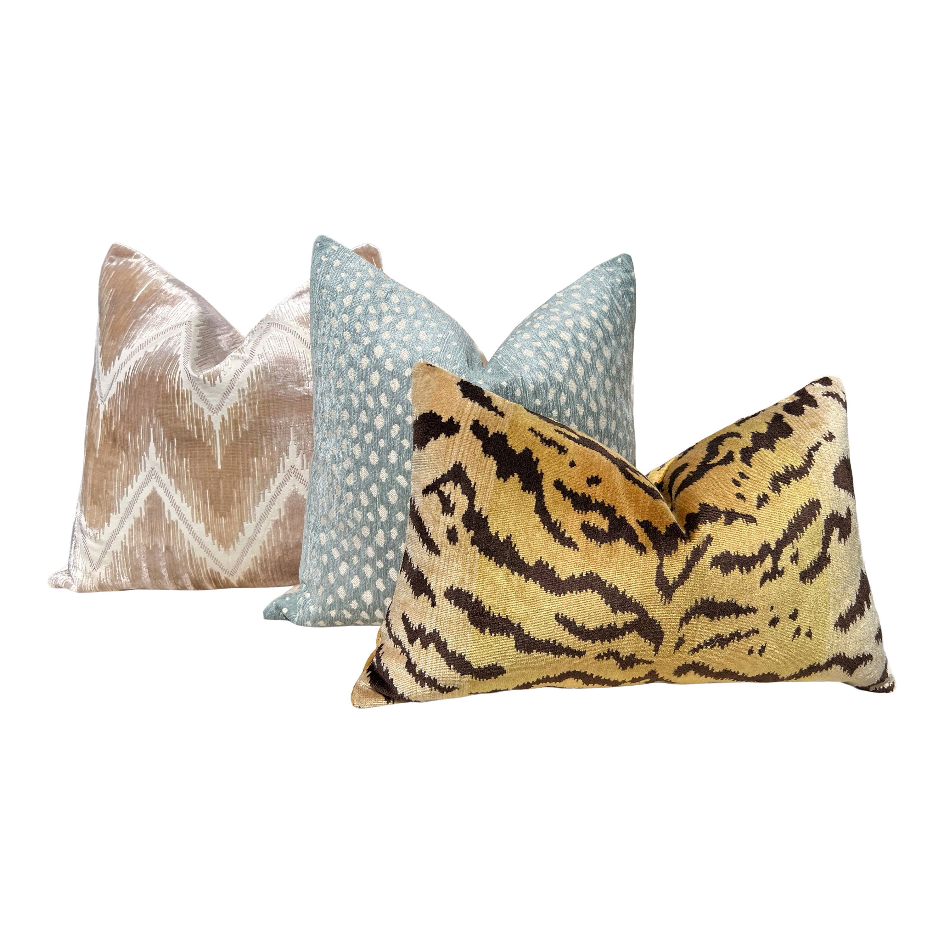 Schumacher Chevron Velvet Pillow in Champagne, Modern Geometric Zig Zag Cushion Cover, Designer Accent Pillow, Beige Velvet Pillows