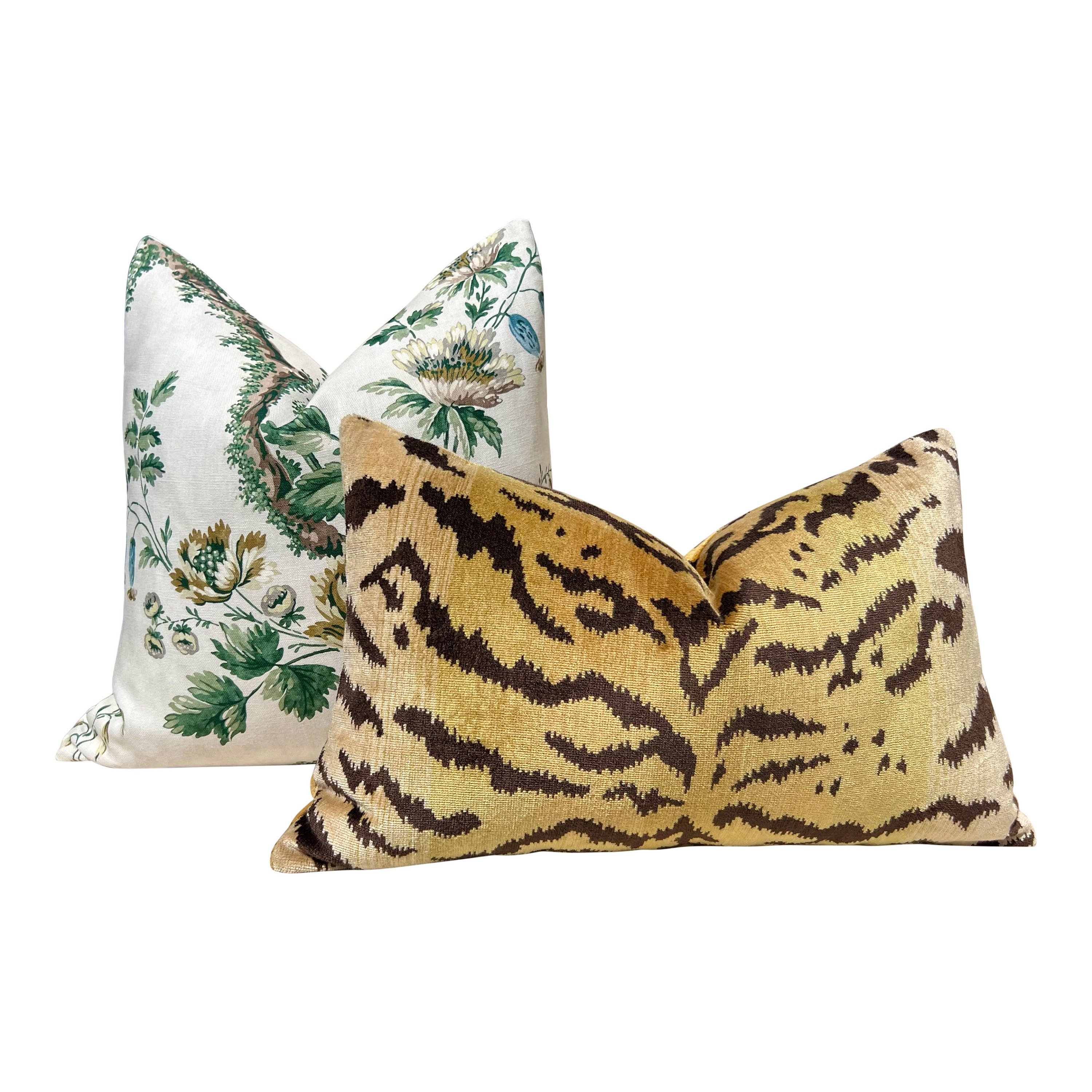Emperor's Musician Pillow in Evergreen. Designer Linen Pillow Cover in Aqua Blue, Green, Decorative Chinoiserie Linen Cushions, Euro Sham