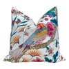 Scalamandre Botany Bay in Multicolor. Exotic Bird Pillow Pink Coral and Teal, Designer Modern Pillows, Accent Tropical Cushion Covers