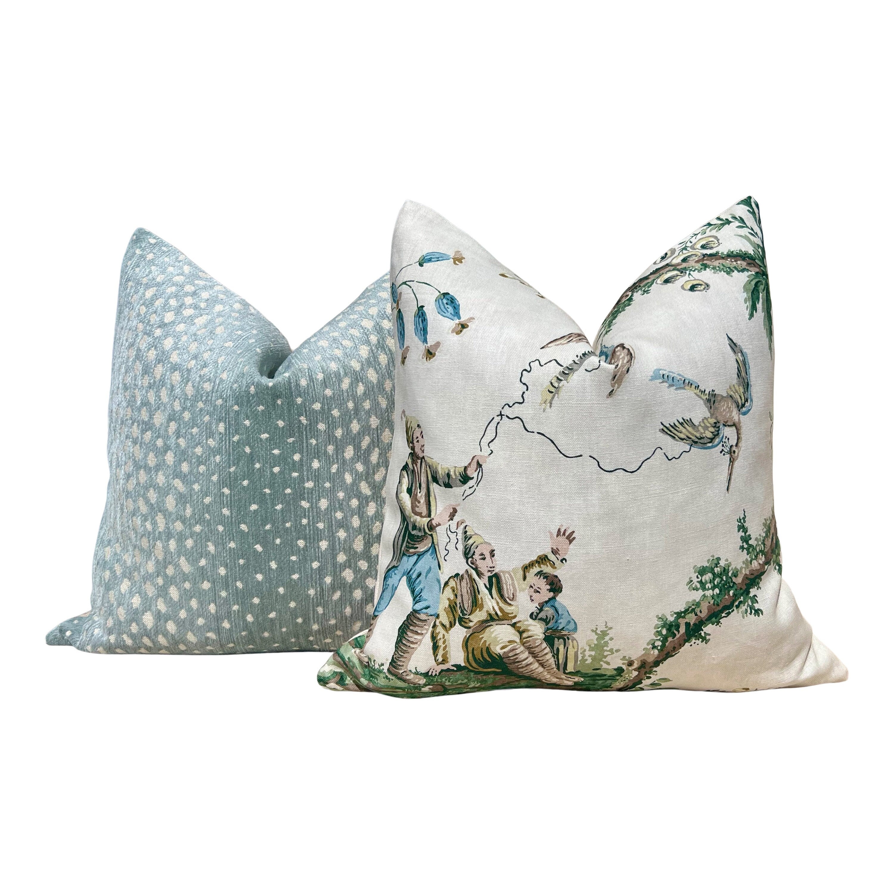Thibaut Gazelle Woven Pillow in Seaglass. Luxurious Chenille Pillow Cover Aqua, Ombre Animal Skin Throw Cushions, Designer Pillow Cover