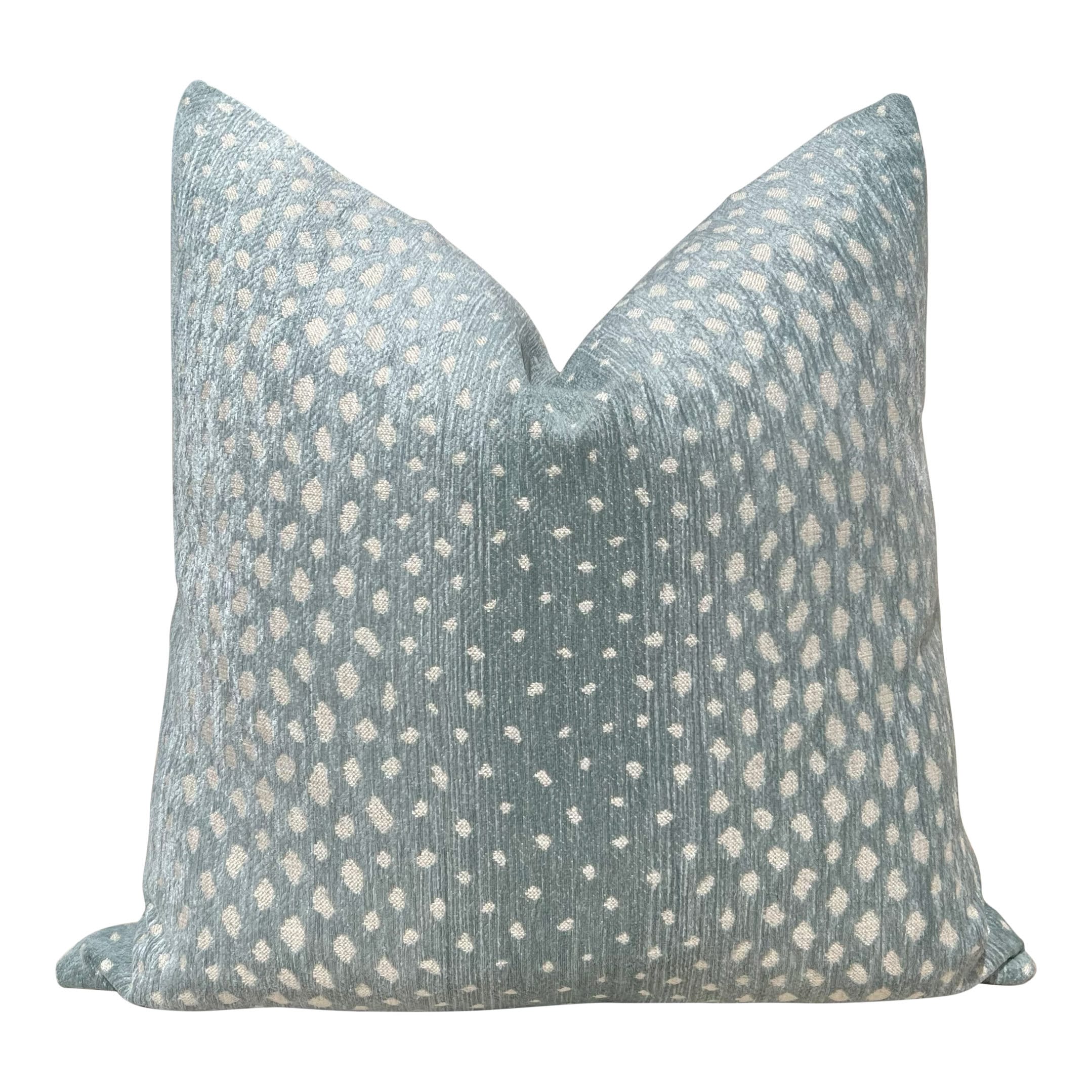 Thibaut Gazelle Woven Pillow in Seaglass. Luxurious Chenille Pillow Cover Aqua, Ombre Animal Skin Throw Cushions, Designer Pillow Cover