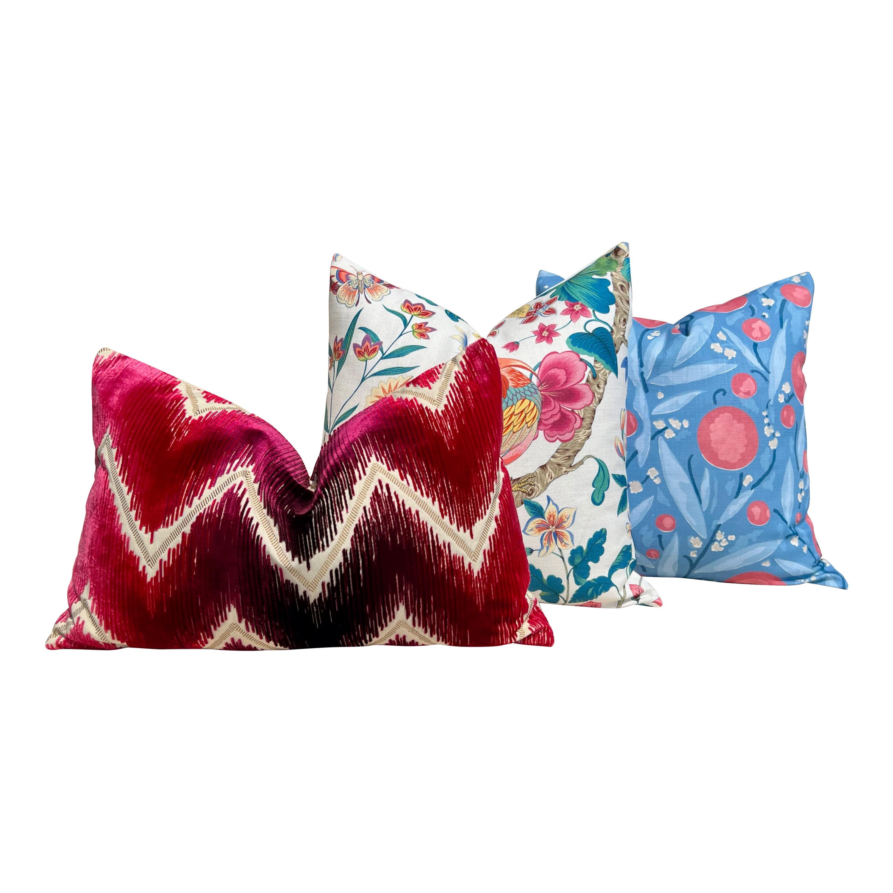 Schumacher Shock Wave Silk Velvet Pillow in Ruby, Ombre Velvet Designer Pillow, Modern Decorative Luxury Cushion, Contemporary Pillow Covers