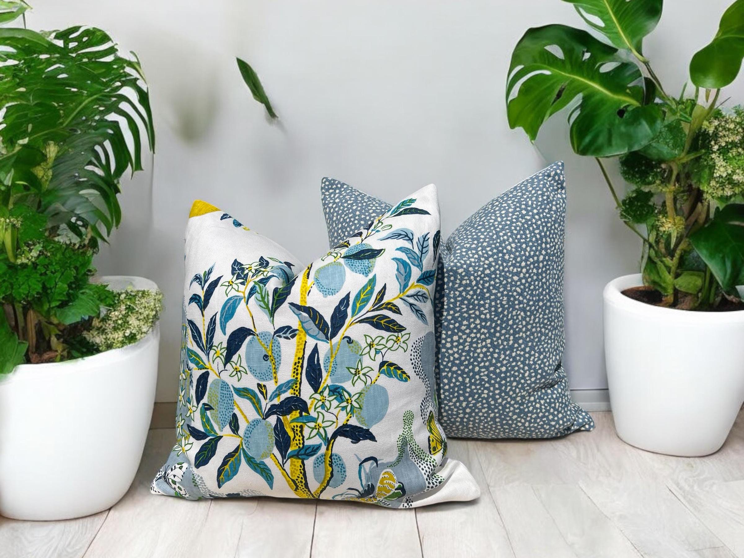 Thibaut Fawn Indoor Outdoor Pillow in Midnight. Outdoor Designer Pillows // High End Pillows // Navy Blue Modern Pillow // Lumbar Pillow