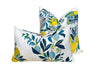 Schumacher Citrus Garden Linen Pillow Cover in Pool, Designer Floral Cushion with Lemons, Aqua Blue Linen Pillow Cover, Lumbar Citrus Pillow