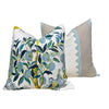 Schumacher Citrus Garden Linen Pillow Cover in Pool, Designer Floral Cushion with Lemons, Aqua Blue Linen Pillow Cover, Lumbar Citrus Pillow