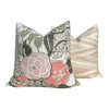 Thibaut Laura Pillow Cover in Blush and Green – Linen Floral Decorative Throw Pillow, Bold Floral Cushion, Designer Home Décor Accent