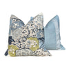 Thibaut Laura Pillow Cover in Blue – Linen Floral Decorative Throw Pillow, Bold Floral Cushion Blue and Green, Designer Home Décor Accent