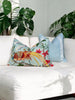Scalamandre Botany Bay Pillow in Aqua, Designer Bird and Floral Linen Cushion, Luxury Throw Pillow, High-End Tropical Home Décor