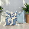 Designer Greek Key Linen Pillow in Sky Blue, High-End Coastal Throw Pillow, Modern Accent Greek Key Blue Cushion, Luxury Home Décor