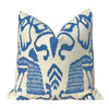 Quadrille Bali Isle Linen Pillow in Blue and Cream, Designer Modern Coastal Throw Pillow, Luxury Accent Cushion Cover, High-End Home Décor,