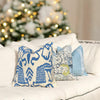 Quadrille Bali Isle Linen Pillow in Blue and Cream, Designer Modern Coastal Throw Pillow, Luxury Accent Cushion Cover, High-End Home Décor,