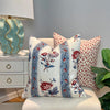Schumacher Ariana Floral Stripe Linen Pillow in Red and Blue, French Floral Cushion in Blue Red, Designer Linen Cushion, Euro Sham Pillow