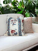 Schumacher Ariana Floral Stripe Linen Pillow in Red and Blue, French Floral Cushion in Blue Red, Designer Linen Cushion, Euro Sham Pillow