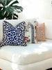 Schumacher Ariana Floral Stripe Linen Pillow in Red and Blue, French Floral Cushion in Blue Red, Designer Linen Cushion, Euro Sham Pillow