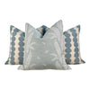 Schumacher Full Circle Linen Pillow in Sky. Designer High End Decorative Pillows in Blue Tones, Accent Geometric Pillow Cover Blue and White
