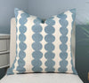 Schumacher Full Circle Linen Pillow in Sky. Designer High End Decorative Pillows in Blue Tones, Accent Geometric Pillow Cover Blue and White