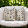 Thibaut Indoor/Outdoor Zipper Pillow in Beige Tones. Sunbrella Outdoor Woven Pillow Cover, Beige, Tan Brown Weather Resistant Cushions