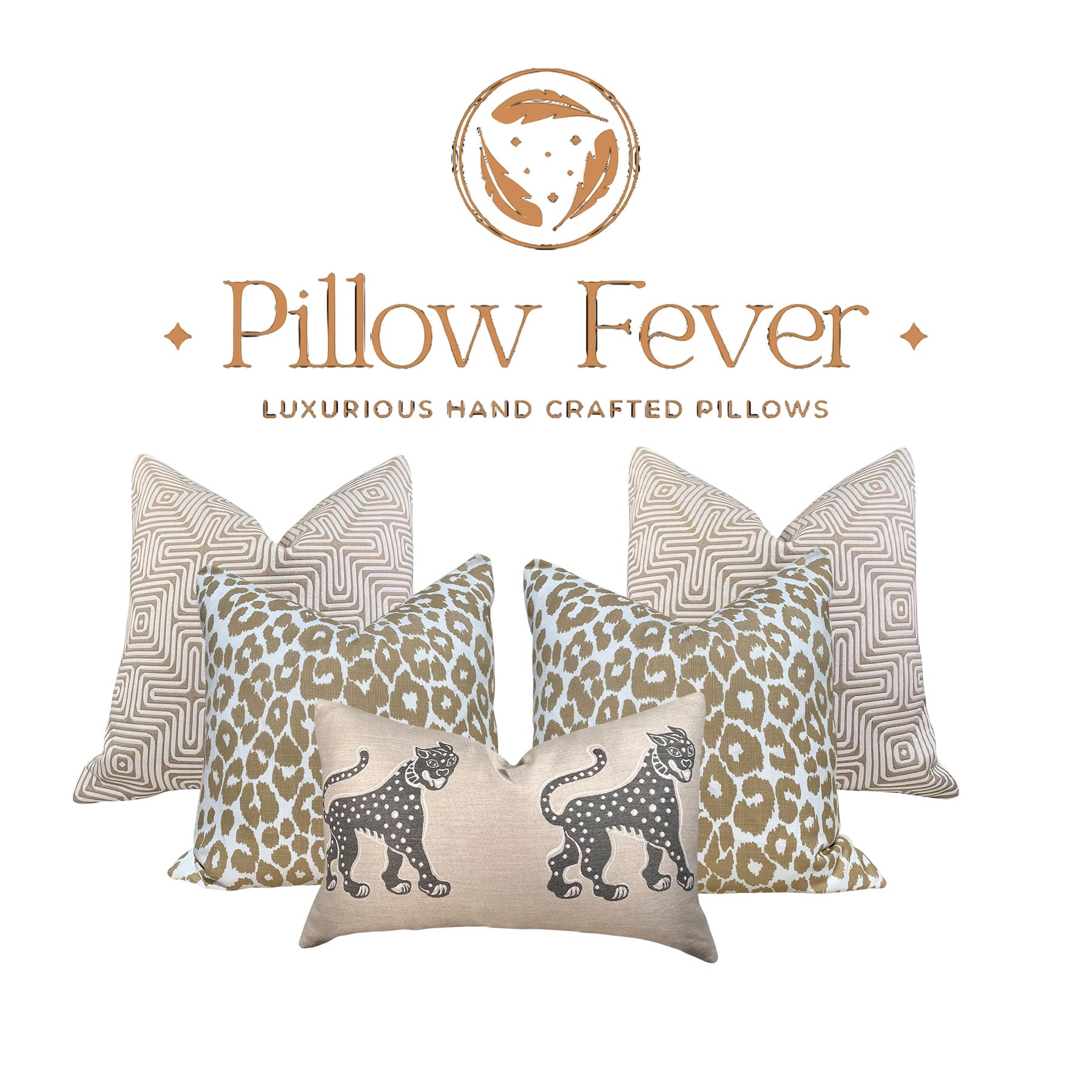 Schumacher Iconic Leopard Indoor/Outdoor Pillow in Tan.