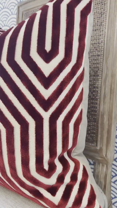 Schumacher Vanderbilt Velvet Pillow Garnet. Velvet Pillow, Long Lumbar Pillow, Designer Pillows, High End Pillows, Contemporary Pillows