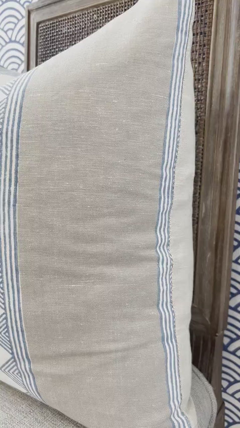 Thibaut Kismet Striped Pillow in French Blue. Lumbar Striped Accent Pillow Cover, Decorative Pillow Sham, Designer Pillows, Accent Pillow