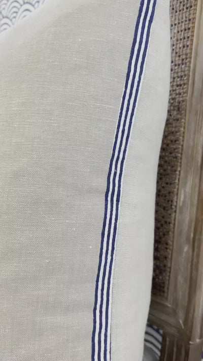 Thibaut Kismet Striped Pillow in Navy Blue and Beige. Lumbar Striped Pillow Cover, Decorative Pillow Sham, Designer Geometric Accent Pillow
