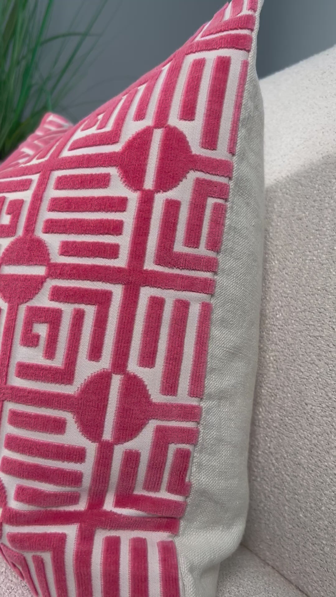 Thibaut Labyrinth Velvet Pillow in Coral.