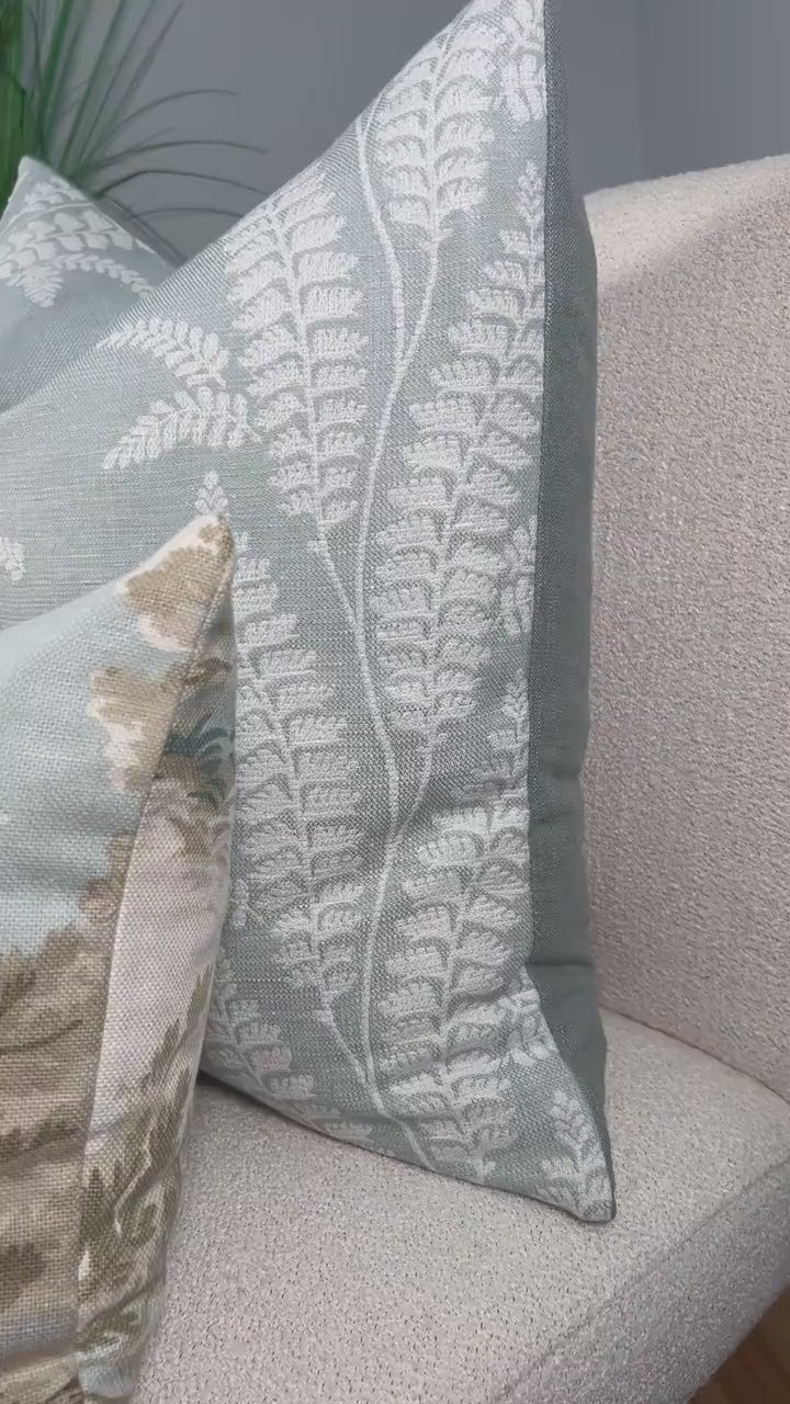 Thibaut Ensbury Fern Woven Pillow in Soft Blue. Light Blue Fern Pillow Cover, Decorative Pastel Pillows,
