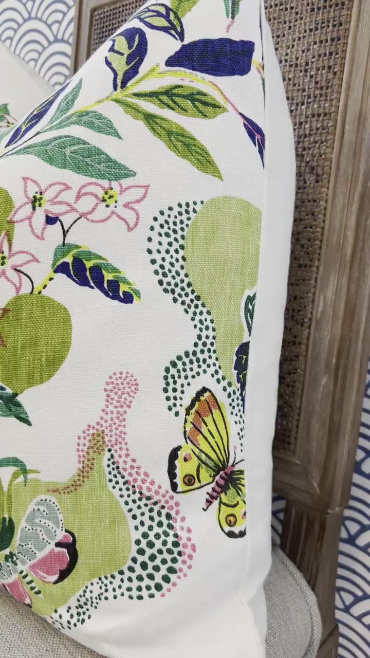 Schumacher Linen Citrus Garden Pillow in Lime. Designer Linen Pillow, Josef Frank Accent Pillow, Lemon Tree Pillow Cover, Schumacher Pillow