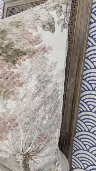 Lincoln Pillow in Blush and Beige. Designer Pillows, Botanical Pillow Covers, Accent Beige and Soft Pink Pillow Case, Euro Sham Pillow Cover