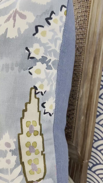 Thibaut Mendoza Suzani French Blue and Lavender.  High End Pillow Covers, Designer Navy Pillow, Medallion Euro Sham Covers, Lumbar Pillows
