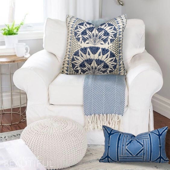 Anna French Cairo pillow cover Blue and White.