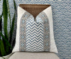 Load image into Gallery viewer, Striped Pillow in Aqua Blue.