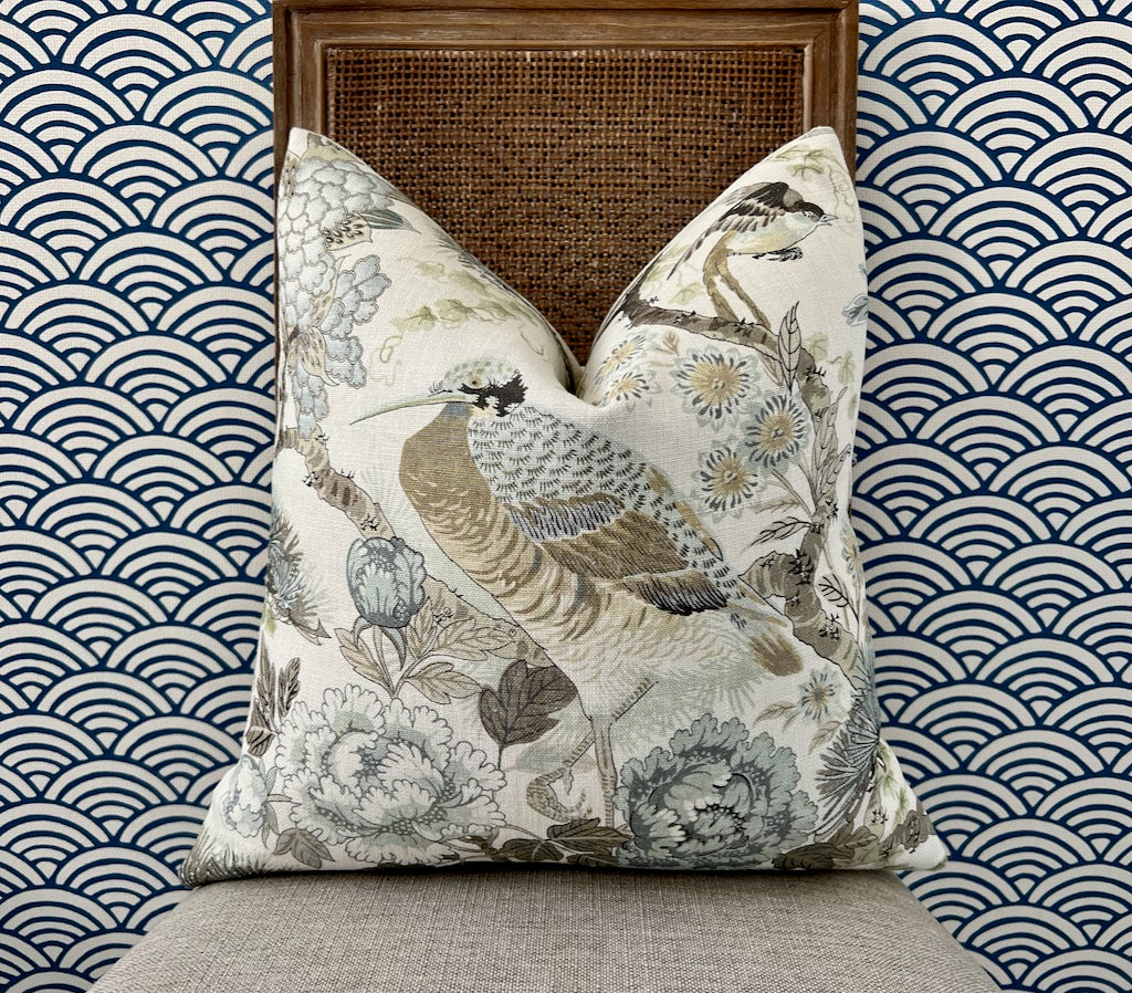 Scalamandre Shenyang Linen Pillow in Parchment.