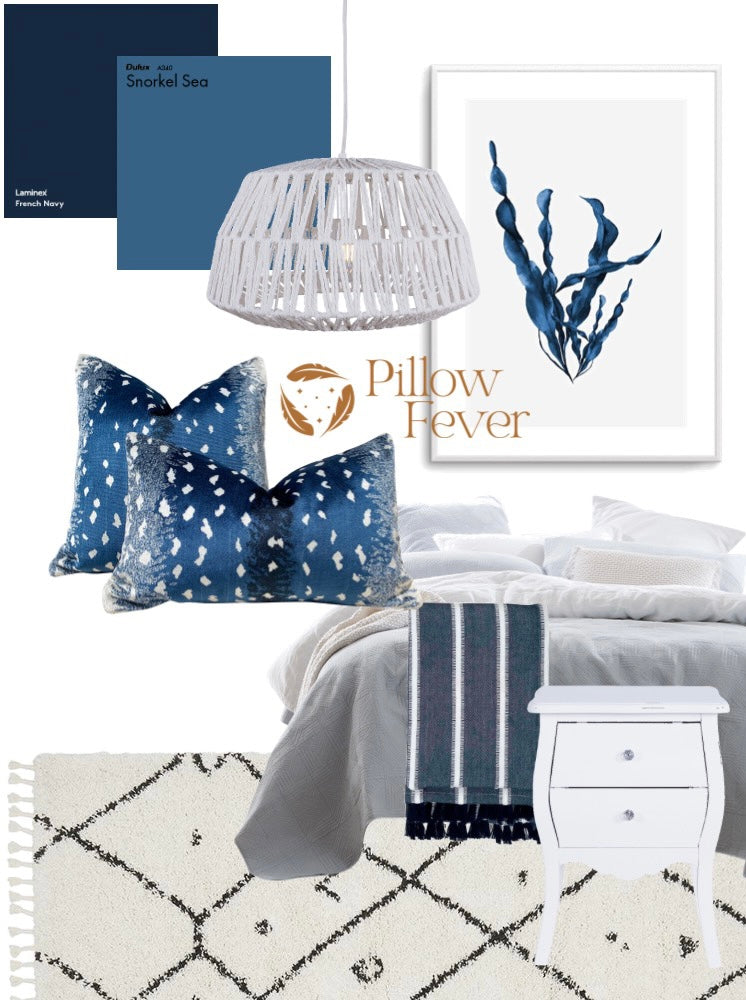Scalamandre Antelope Velvet Pillow In Midnight Blue.